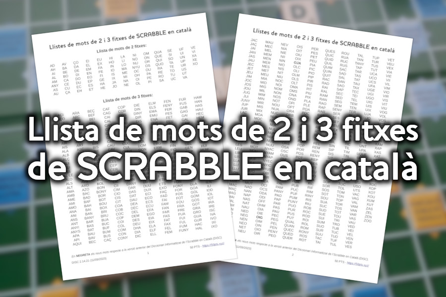 Llista de mots de 2 i 3 fitxes de Scrabble en català
