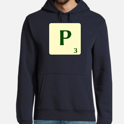 Dessuadora amb caputxa de Scrabble amb la fitxa de la P