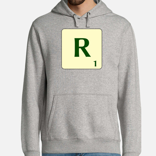 Dessuadora amb caputxa de Scrabble amb la fitxa de la R